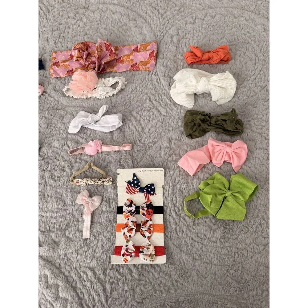 Baby Girl Headband Bow Lot 29pc Mixed Styles Nylon Floral Solid Holiday Set